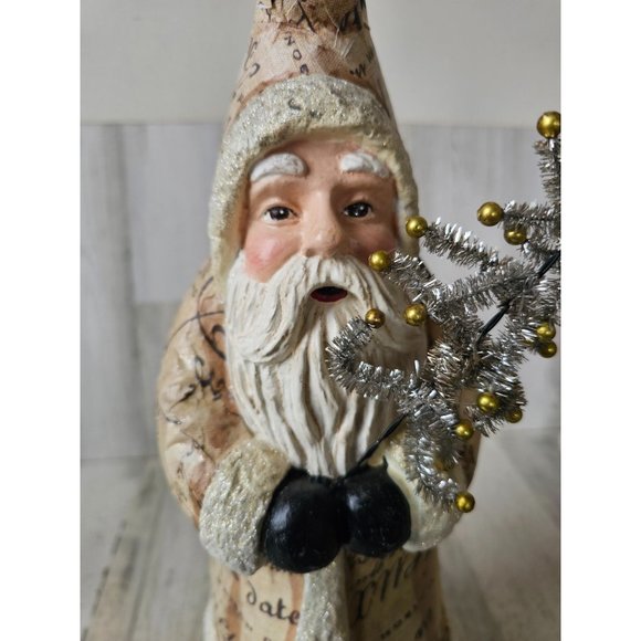 Shabby chic Santa tree glitter unique large Xmas decor 17" Tinsel tree - Picture 7 of 9